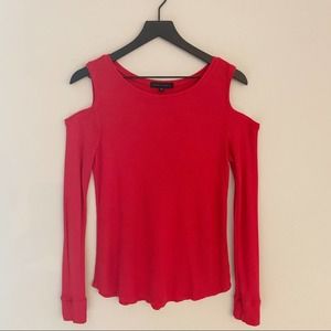 Sanctuary Red Waffle Knit Cold Shoulder top size S